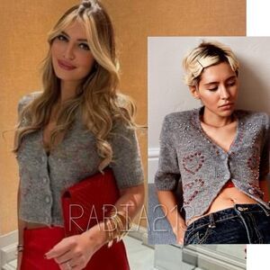ZARA HEART BEADED KNIT CARDIGAN